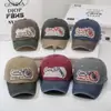 Gorra de béisbol bordada con efecto vintage lavado y desgastado, transfronteriza, para hombre y mujer, gorra con visera para proteger del sol en exteriores, sombrero de moda de estilo americano con bloques de color