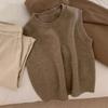 Chaleco de Punto sin Mangas de Lana con Cuello Redondo para Otoño Temprano Suéter de Punto Top para Mujer Estilo Coreano Retro Nuevo Chaleco de Punto