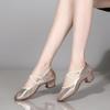 Zapatos de square dance boca poco profunda banda elástica zapatos de baile de cuero tendón suela blanda transpirables zapatos de actuación para madre baile zapatos de mujer 2025