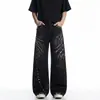 Jeans de mezclilla vintage lavados estilo americano para hombre, nuevo diseño primavera/otoño, pantalones holgados de pierna recta y pierna ancha, marca de moda high-street