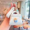 Llavero de Bolsa de Cuero de Hamburguesa con Papas Fritas de Dibujos Animados Estilo Ins Mini Lindo Billetero Popular Colgante para Bolsa de Estudiante