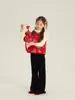 Liquidação EspecialColete Jacquard para Meninas com Acabamento de Pelúcia e Botões Tradicionais Chineses, Novo Traje Festivo Estilo Chinês para Crianças