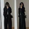 Outono e inverno casual moletom esportivo moda feminina estilo Hong Kong emagrecimento antienvelhecimento calças largas com capuz corrida conjunto de duas peças elegante