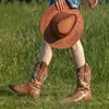Botas Western Cowboy Melard Marrom Cavaleiro da Pradaria de Xinjiang Botas Martin para Mulheres 2026 Outono Novas Botas Curtas de Cano Médio