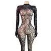 Comercio exterior transfronterizo estilo europeo y americano lencería sexy encaje jacquard transparente body de malla de manga larga de cuello alto