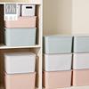Caja de almacenamiento de cosméticos de escritorio con tapa, caja de almacenamiento portátil de plástico para el hogar, caja de almacenamiento de artículos diversos de cocina y refrigerios.