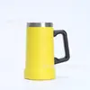 Taza de viaje transfronteriza con asa, acero inoxidable 304, gran capacidad, aislada al vacío, taza de café portátil para exteriores