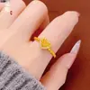 Anel Coração de Filigrana com Diamante Cintilante em Cobre Banhado a Ouro, Cor Duradoura, Luxo Leve Exquisito, Anel Ajustável de Alta Qualidade em Forma de Coração