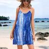 Popular Falda de Playa Estampada con Degradado de Color Europeo y Americano Transfronterizo para Mujer, Vestido Francés de Tirantes Pequeño para Vacaciones con Protección Solar para Mujer