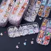 12 Divisórias Joias para Manicure Diamante de Resina Acessórios de Unha Vestíveis Estilo Havaiano Couro Preto Gatinho Kt Laço Acessórios para Unhas