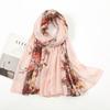 Cachecol Novo de Primavera e Verão com Toque de Algodão e Linho, Xale Literário Estampado com Franjas, Cachecol Longo de Poliéster Pequeno Fresco Feminino Fashion e Versátil