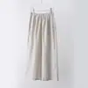 Pantalones Casuales de Lino Puro Estilo Japonés para Viajar, Holgados, Artísticos, Cintura Elástica, Pierna Ancha, Cortos, Rectos, para Mujer, Primavera y Verano