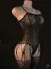 Lencería Sexy Estilo Europeo y Americano, Vestido Transparente de una Pieza Halter, Atractivo Conjunto de Malla Fluorescente Sexy con Abertura en la Entrepierna