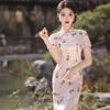 Qianjin Princesa Primavera e Verão Nova Camada Dupla De Seda Menina Pequena Slim-fit Emagrecimento Diário Cheongsam Jovem Melhorado