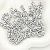 Cuentas de acrílico con letras del alfabeto inglés cuadradas plata antigua DIY pulsera de cuentas hecha a mano collar accesorios de joyería material