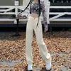 Jeans de Cintura Alta Estilo Coreano Emagrecedor Solto de Perna Larga Modelo Novo Outono e Inverno 2023 Jeans Petite de Perna Reta Comprimento Total