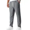 Pantalones Largos Transpirables Rectos Multicolores con Cordón de Lino Imitación Estilo Europeo y Americano, Bambú Delgado, Holgados, para Casa, Casual, Deportivos, en Stock