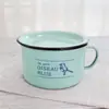 Taza Retro de Esmalte Pájaro Azul para Fideos Instantáneos Lonchera Japonesa para Fideos Instantáneos Taza Doméstica para Fideos Instantáneos con Tapa