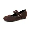 Zapatos de Mujer de Ante con Punta Cuadrada y Tira Única que Aumentan la Altura 5 cm 2025 Nuevos Retro Felpa Cálidos de Lana Peludos