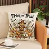Conjunto de Almofadas Fantasma de Halloween Decoração de Festa de Feriado Almofada de Assento de Linho Resistente a Manchas Capa de Almofada para Sofá de Sala de Estar