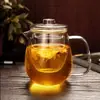 Atacado de fábrica conjunto de chá de vidro resistente ao calor três peças bule de flor bule de café bule vertical de pinguim