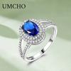 Venda Direta de Fábrica Anel Feminino de Prata 925 Esterlina Europeu e Americano Transfronteiriço com Pedra Azul Luxuosa e Toque de Alto Padrão, com Diamantes Cravejados na Borda, em Estoque para Dropshipping