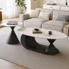Mesa de café minimalista de pizarra estilo italiano, forma ovalada, para uso doméstico en la sala de estar, apartamento pequeño, conjunto de mesa de café y mesa auxiliar de diseño nuevo modelo