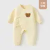 Macacão acolchoado para recém-nascidos, pijama de algodão puro para bebês e crianças pequenas, traje de bebê quente para engatinhar para primavera, outono e inverno