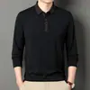 Otoño 2026 Nuevo Estilo Camisa Polo de Manga Larga para Hombres de Mediana Edad Casual Cuello Solapa Color Sólido Top Holgado