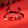 Pulsera de Ágata Roja Ruilong Marca Fu Pulsera Tejida Cuerda Roja Femenina Temperamento de Este Año Marea Nacional Regalo para Mejor Amiga Novia