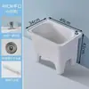 Lavabo de mopa cerámico simple de tamaño pequeño, independiente, para baño y balcón, con cubo para mopa de patas altas y desagüe