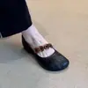 Zapatos Mary Jane Versátiles Franceses para Mujer 2026 Otoño Nuevos Retro Botón Tacón Grueso Moda Correa Única Boca Baja Planos