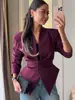 Moda Feminina Transfronteiriça Europeia e Americana 2026 Novo Blazer Assimétrico Slim-Fit Manga Longa Estiloso e Elegante