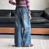 Jeans para Niña 2026 Nuevo Estilo Otoño, Bolsillo Cuadrado Mediano y Grande para Niños, Pantalones de Pierna Ancha con Perlas, Pantalones de Pierna Recta, Pantalones Largos de Otoño para Niños