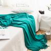 Manta nórdica de lana con borlas, manta de color sólido, manta para sofá, manta tejida, manta para cama, manta para aire acondicionado, manta de cachemira para oficina
