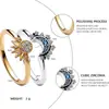 Anillo de Sol, Luna y Estrellas para Enamorados Diseño de Nicho de Alta Gama Lujo Ligero Elegante Simple Anillo Abierto Ajustable