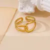 Anillos Abiertos Retro de Acero Inoxidable de Venta Caliente Transfronterizos Europeos y Americanos, Anillos Versátiles de Moda para Mujer de Lujo Ligero Chapados en Oro de 18 Quilates al por Mayor