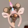 Diadema de Oso de Pelo de Cordero de Dibujos Animados, Diadema Linda para Niña, Accesorios para Fotos de Parque de Diversiones, Sombrero de Cumpleaños, Moño para el Cabello, Tocado para Mujer