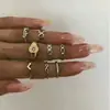 Joyería para Manos Popular Transfronteriza Europea y Americana Anillo Articulado Hueco con Diamante Accesorios Anillo para Mujer Estrella Luna Ópalo