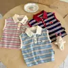 Polo Infantil sin Mangas con Cuello Camisero 2026 Verano Polo Rayado para Niños y Niñas Uniforme Escolar al por Mayor para Estudiantes de Primaria