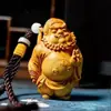 Sândalo Verde Taoísta Zhong Kui Corrente para Celular Bênção Taoísta e Transferência de Sorte Escultura em Sândalo Zhong Kui Joia Pequena e Fofa