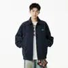 Chaqueta retro americana de piel sintética con solapa para hombre, otoño, moderna, genial, estilo motero, corte holgado, versátil, ropa exterior casual