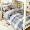 Juego de tres piezas de algodón puro estilo Ins para dormitorio de estudiante con estampado, sábana bajera y sábana encimera de algodón para cama individual de dormitorio, alta calidad y atractivo