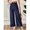 Pantalones holgados de pierna ancha de cintura alta para mujer, nuevo estilo de verano, pantalones largos casuales de color liso con textura de algodón y lino, versátiles pantalones de largo hasta el suelo