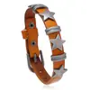 Pulsera Punk Pulsera Transfronteriza Pulsera de Aleación Retro Correa de Cuero Pulsera de Estrella Pulsera de Pareja para Hombre