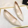 Nuevos Zapatos Planos Negros Profesionales de Trabajo para Viajeros Franceses Tacones Altos Tacones de Aguja 2025 No Cansan los Pies Cuero Suave Zapatos de Mujer Primavera