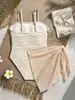 2027 Nuevo Traje de Baño Transfronterizo para Niños Conjunto de una Pieza y Dos Piezas para Niñas Tallas Medianas y Grandes Color Sólido con Tirantes Informal para Playa