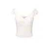 Roupas Femininas Europeias e Americanas 2024 Novas Sexy Decote Profundo Curtas Pregueadas Estilo Francês Temperamento Design de Nicho Tops Atacado