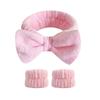 Herramientas de Belleza Populares Transfronterizas Diadema con Lazo de Color Sólido Juego de Tres Piezas Juego de Muñequeras para Lavado Facial Juego de Tres Piezas con Lazo