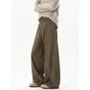 2025 Marca Americana Tendência Cleanfit Calça de Cintura Dividida Curva Wide-Leg para Homens e Mulheres Calça Casual Retro Solta Tendência